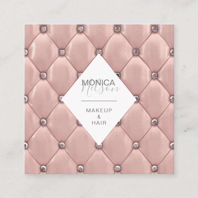 luxurious tufted faux rose gold business card (Front)