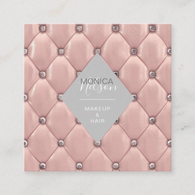 luxurious tufted faux rose gold business card (Front)