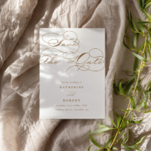 Luxurious Typography Budget Save the Date Invitation