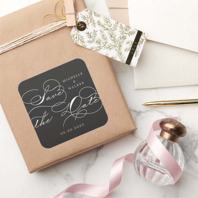 Luxurious Typography Save the Date Sticker (Gifting)
