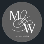 Luxurious Typography Wedding Monogram Classic Round Sticker<br><div class="desc">Our "Luxurious Typography" collection features beautiful custom calligraphy script with ample swirls in faux foil of different colours along with matching double foil border. All your script for the customisation is in elegant serif font. You can choose to mix and match faux foil colours for your complete set and choose...</div>