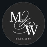 Luxurious Typography Wedding Monogram Classic Round Sticker<br><div class="desc">Our "Luxurious Typography" collection features beautiful custom calligraphy script with ample swirls in faux foil of different colours along with matching double foil border. All your script for the customisation is in elegant serif font. You can choose to mix and match faux foil colours for your complete set and choose...</div>