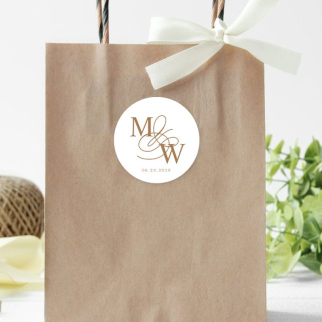 Luxurious Typography Wedding Monogram Classic Round Sticker (Creator Uploaded)