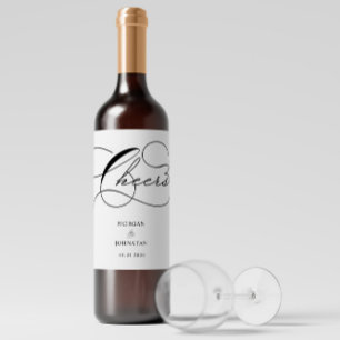 Luxurious Typography Wedding Wine Label