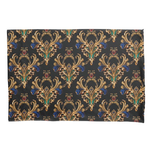 Luxurious Victorian Black Gold Pillowcase (Front)