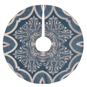 Luxurious Vintage Damask Seamless Pattern Brushed Polyester Tree Skirt