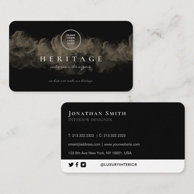 Luxurious Vintage Golden Add Your Logo Business Card (Front/Back)