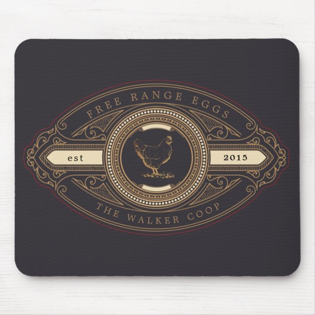 luxurious vintage golden chicken farm mouse mat (Front)