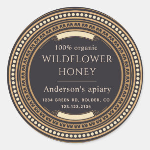 luxurious vintage golden honey jar label
