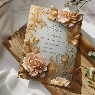 Luxurious Vintage-inspired floral Motif Wedding RSVP Card