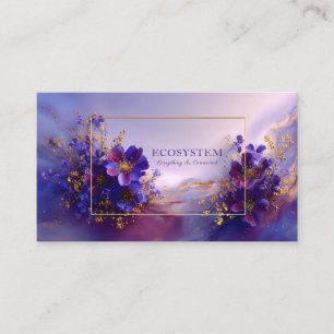 Luxurious Violet Gold Abstract Floral Geometric Business Card