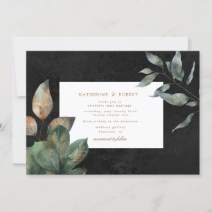 luxurious watercolor foliage Wedding Invitation