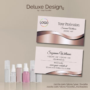 Luxurious Waved Rose Gold Decor with Branding Logo Business Card