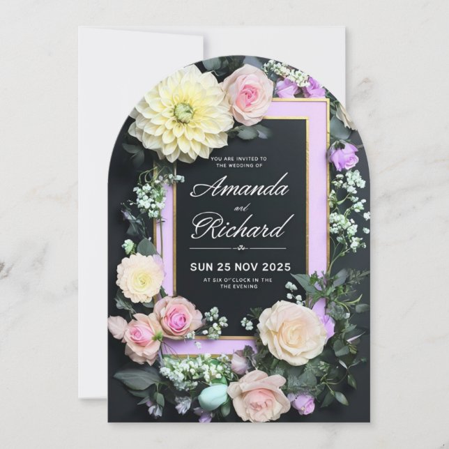 Luxurious Wedding Invitation With Elegant Floral  (Front)