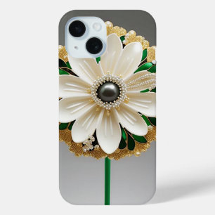 Luxurious White Flower iPhone 15 Case