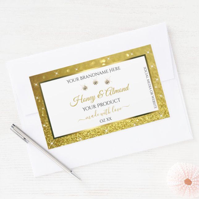 Luxurious White Gold Glitter Product Labels Jewels (Envelope)