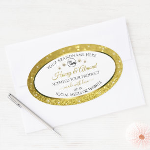 Luxurious White Gold Glitter Product Labels Logo