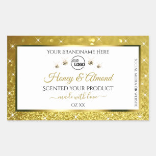Luxurious White Gold Glitter Product Labels Logo