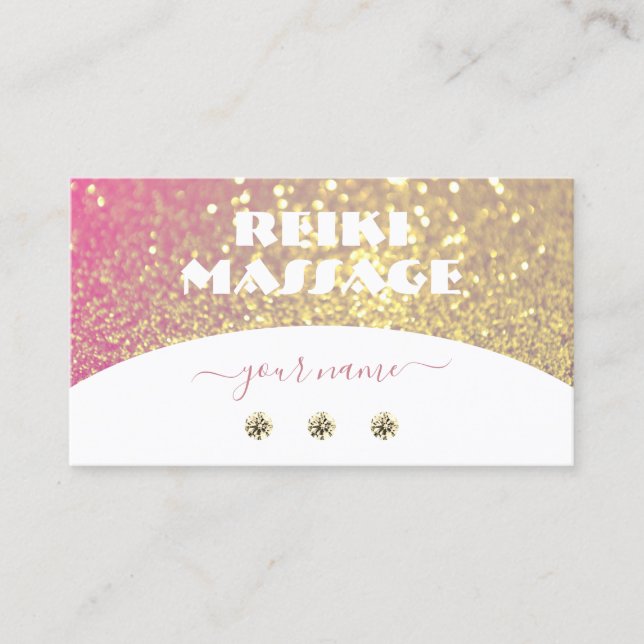 Luxurious White Pink Gold Sparkle Glitter Diamonds Business Card (Front)
