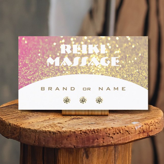 Luxurious White Pink Gold Sparkle Glitter Shimmery Business Card (Creator Uploaded)