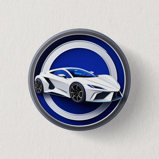 Luxurious White Sports Car Emblem 3 Cm Round Badge (Front)
