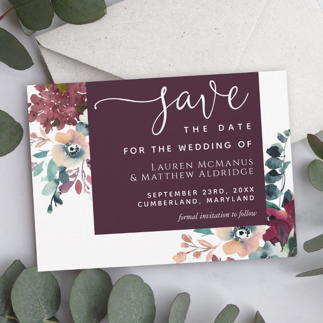 Luxurious Wine Floral Save the Date (Creator Uploaded)