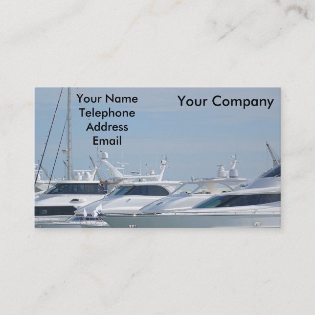 Luxurious Yachts are Lined up in Port Business Card (Front)