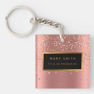 Luxury 2in1 Glitter Gold Pink Star Business Card & Key Ring