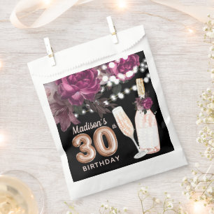 Luxury 30th Birthday Personalised Rose Wine Favour Bags