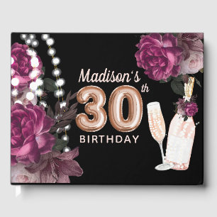 Luxury 30th Birthday Personalised Rose Wine Guest Book