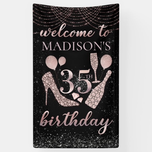 Luxury 35th Birthday Personalised Welcome Sign (Vertical)