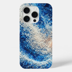 Luxury 3D Blue Mosaic Wave Case Fluid Blue & White