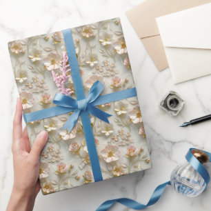 Luxury 3D Embossed Floral Gold Foil Elegant Gift Wrapping Paper