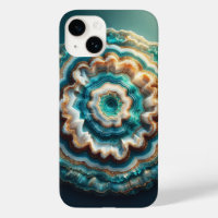 Luxury 3D Geode Sliced Agate Teal and Gold Druzy C