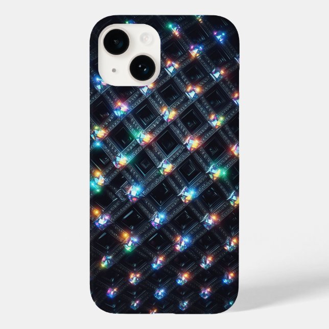 Luxury 3D Geometric Grid Multi-Colour Glowing Jewe Case-Mate iPhone Case (Back)
