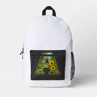 Luxury 3D Gold Letter A Sunflower Cottage T-Shirt Printed Backpack