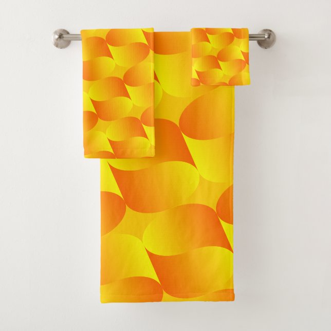 Luxury 3D Gold Scale Pattern Optical Illusion Bath Towel Set (Insitu)