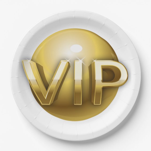 Luxury 3D Gold VIP Emblem Paper Plate (Front)