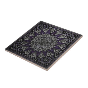 Luxury 3D Gothic Purple and Black Moroccan Zellij Tile