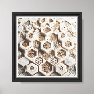 Luxury 3D Hexagonal Mosaic - Elegant White Marble Canvas Print