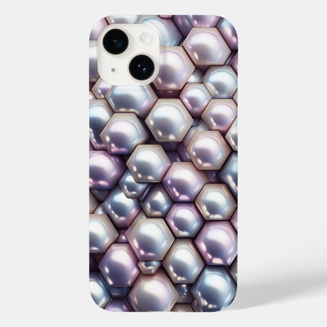 Luxury 3D Iridescent Pearl Hexagon Mosaic Geometri Case-Mate iPhone Case (Back)