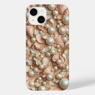 Luxury 3D Pink Silk Petals and Royal Shimmering Pe Case-Mate iPhone 14 Case