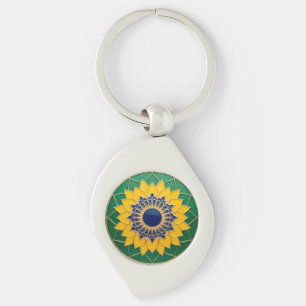 Luxury 3D Solar Mandala Keychain - Gold & Emerald