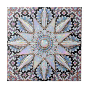 Luxury 3D White Opal Crystal Moroccan Zellij Star Tile