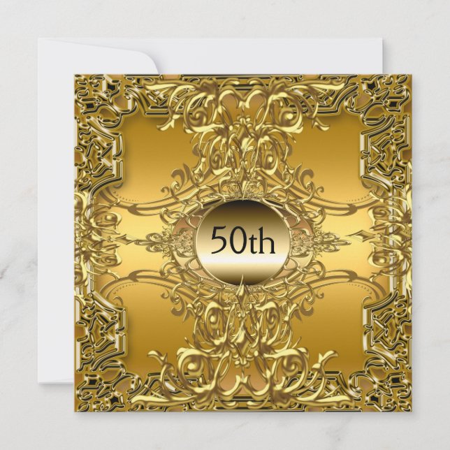 Luxury 50th Gold Birthday Party Gold Invitation (Front)