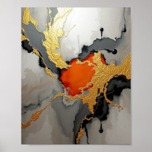 Luxury Abstract Art with Gold Leaf Accents Poster