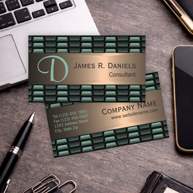 Luxury Abstract Black Green Red Copper Metallic Business Card (Creator Uploaded)