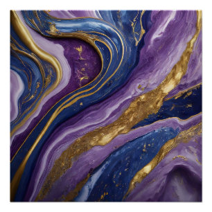 Luxury Abstract Canvas Wall Art Purple, Blue &