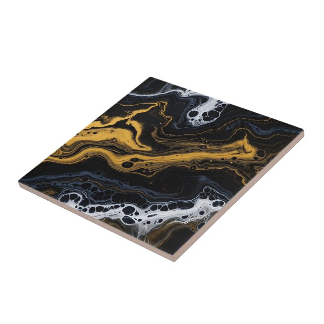 Luxury Abstract Decorative Tiles – Black, Gold &  (Side)