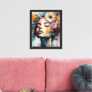 Luxury Abstract Floral Woman Portrait Wall Art